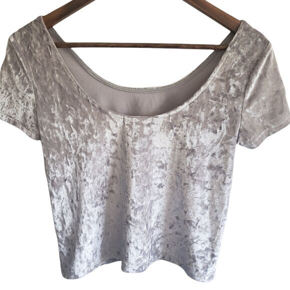 Antistar Silver Velvet Crop Top - Picture 2 of 5